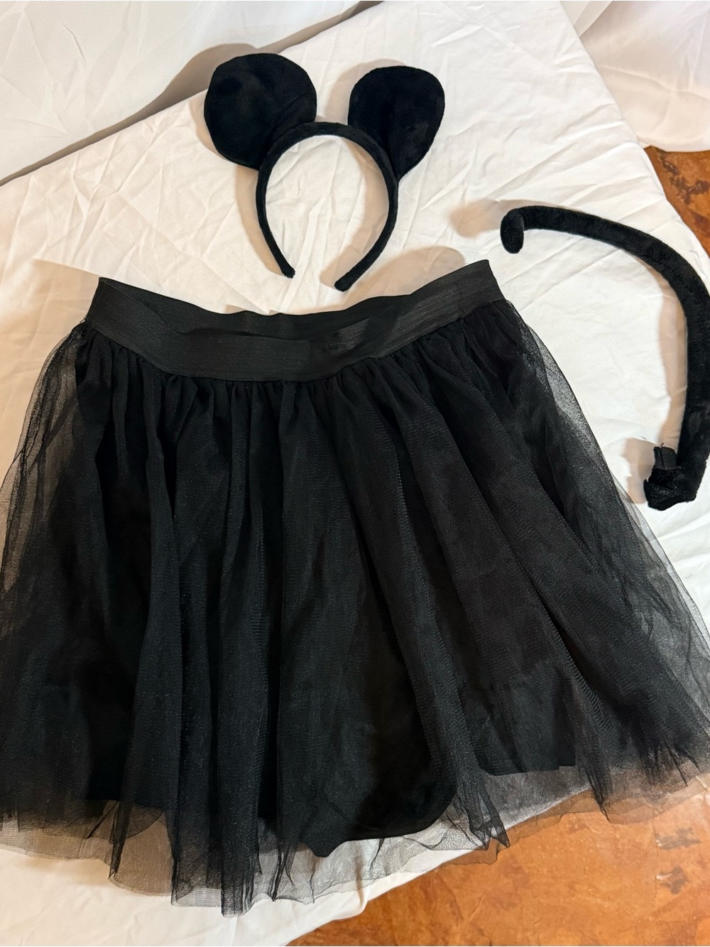 Women’s Spirit Black Tulle Mouse Costume Skirt with Ear Headband and Tail